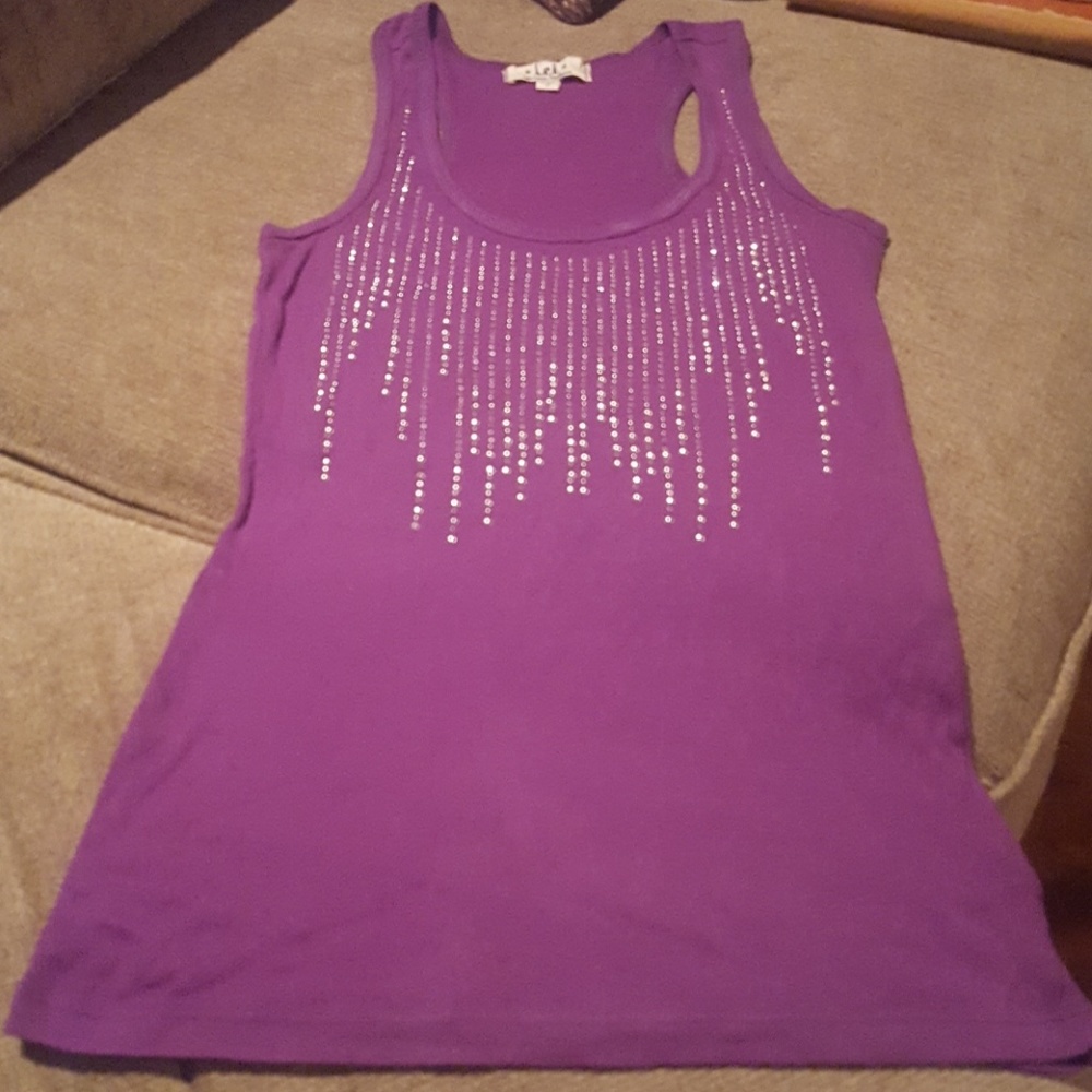 Purple tank with rhinestones